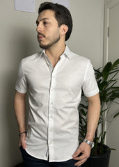 Camisa Slim Fit De Mangas Curtas Em Oxford Responsável