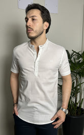 Camisa Bata Masculina Slim com Linho – Manga Curta