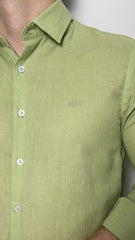 Camisa Masculina Slim em Algodão com Linho