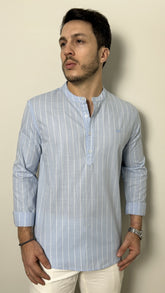 Camisa Slim Fit Com Gola Padre Em Algodão