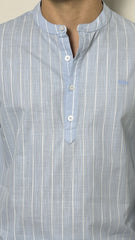 Camisa Slim Fit Com Gola Padre Em Algodão