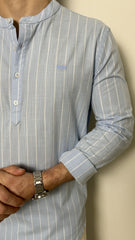 Camisa Slim Fit Com Gola Padre Em Algodão