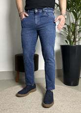 Calça Jeans Masculina Slim Azul Médio