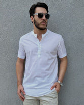 Camisa Bata Masculina Slim com Linho – Manga Curta