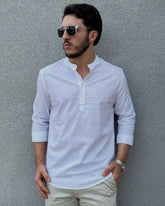 Camisa Bata Masculina Slim com Linho