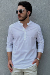 Camisa Bata Masculina Slim com Linho