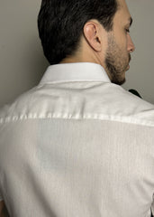 Camisa De Mangas Curtas Com Linho