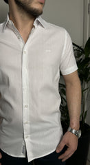 Camisa De Mangas Curtas Com Linho