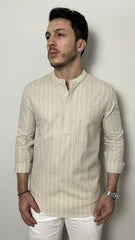 Camisa Slim Fit Com Gola Padre Em Algodão
