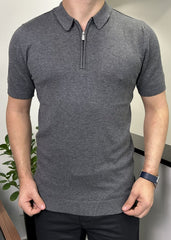 Polo em Tricot com Zíper
