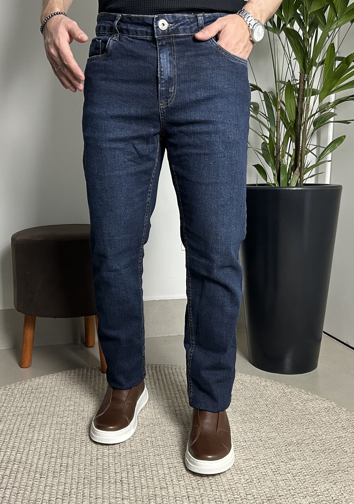 Calça Jeans Masculina Slim Azul Escuro
