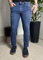 Calça Jeans Masculina Slim Azul Médio