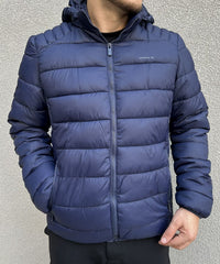 Jaqueta Puffer Em Nylon Com Zíper E Capuz Removível