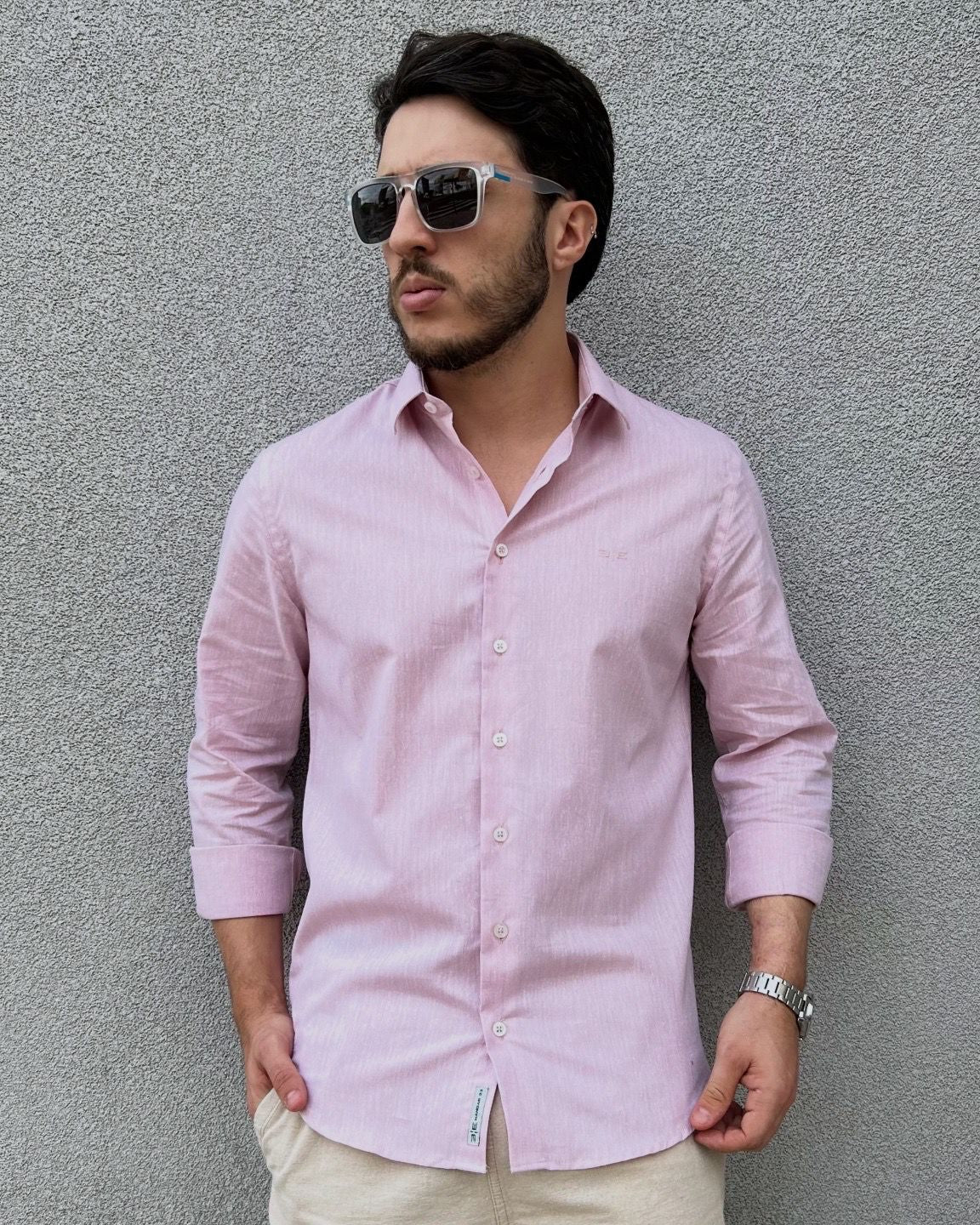 Camisa Masculina Slim em Linho