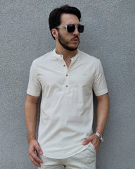 Camisa Bata Masculina Slim com Linho – Manga Curta