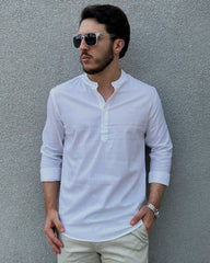 Camisa Bata Masculina Slim com Linho