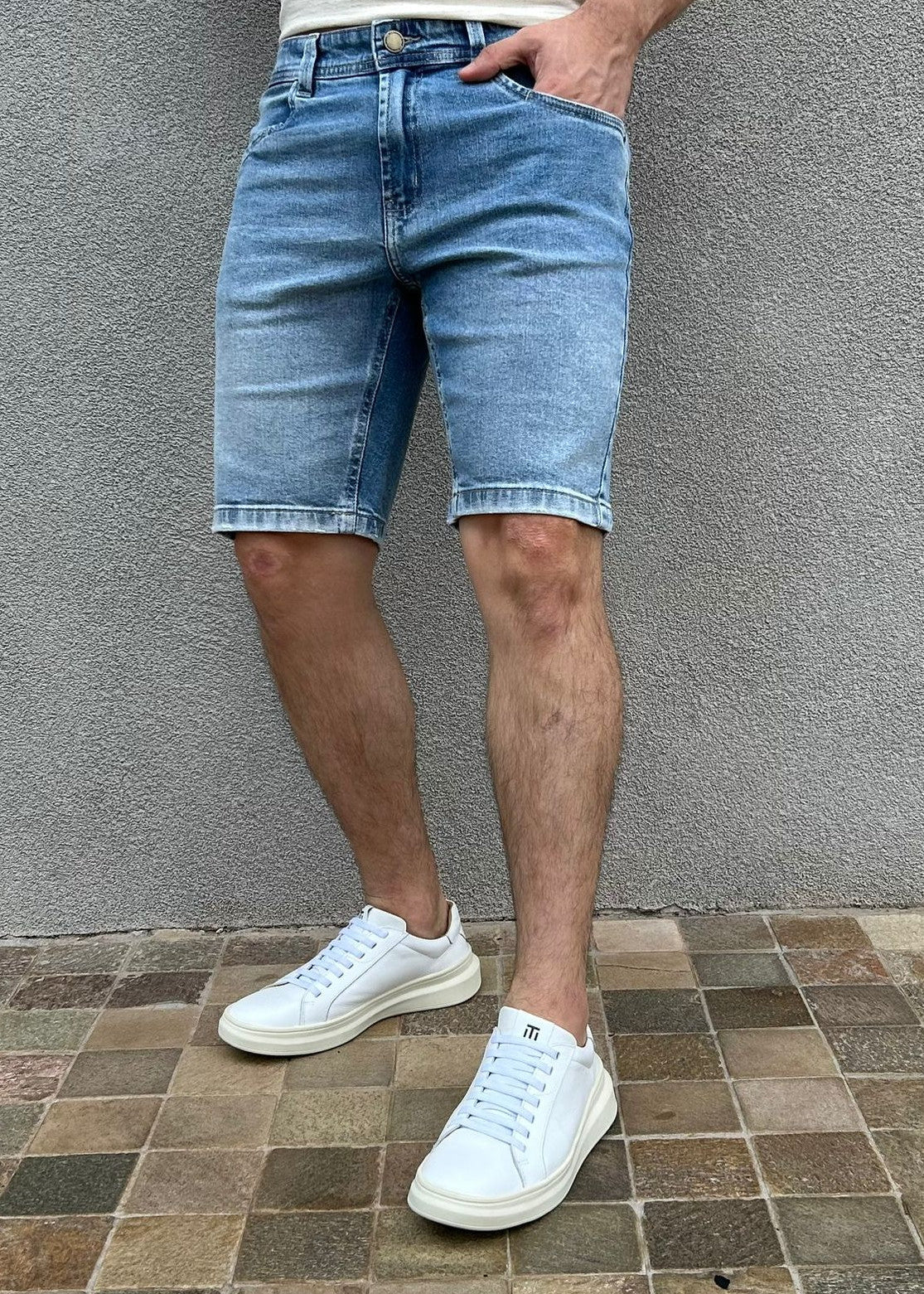 Bermuda Jeans Masculina Slim Azul Claro