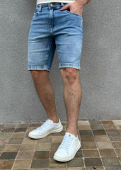 Bermuda Jeans Masculina Slim Azul Claro